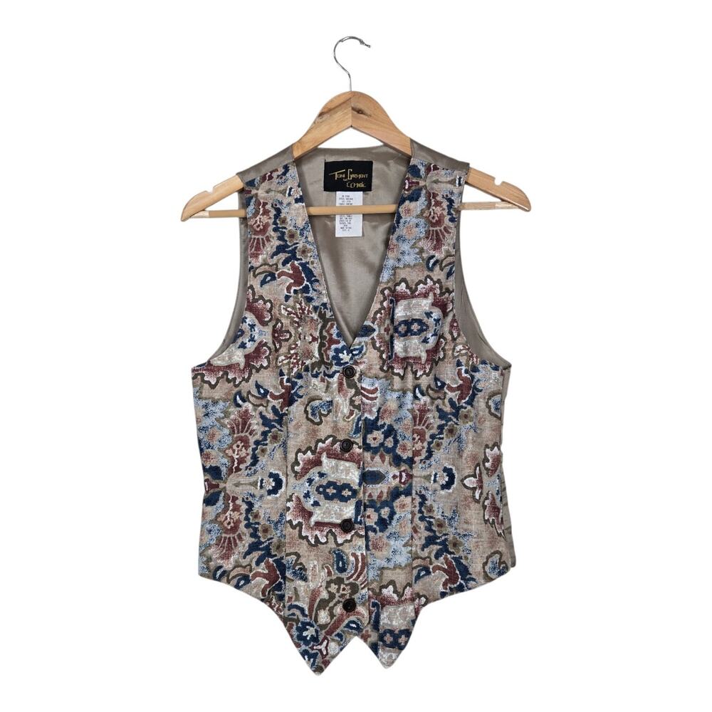 Vintage 90s Toni Garment Vest Sz 8 Tribal Southwestern Boho Academia USA